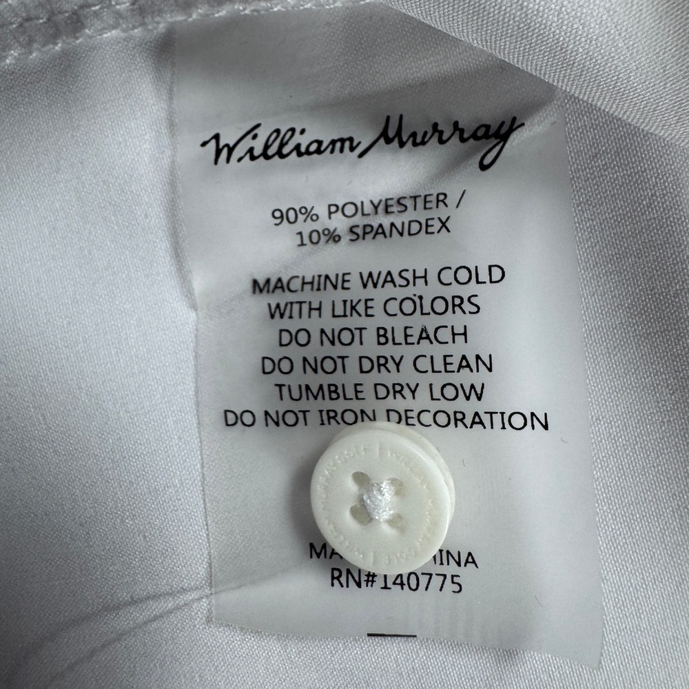 William Murray Short Sleeve Golf Shirt Men XXL Solid White Snap Down Stretch NEW - Picture 5 of 11